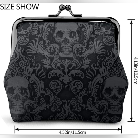 Skull Buckle Leather Coin Purse Pouch - Picture 2 of 3